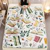 Book Flower Pattern Reading Lover Blanket Soft Flannel Throw Literary Gift Home Study Decor Educational Theme