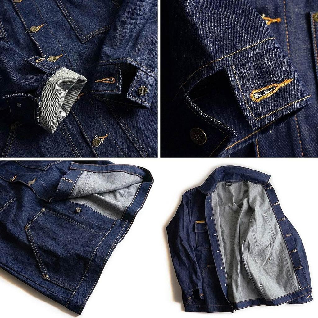 Prison Blues Denim Yard Rigid Custom Red Fox Size L Coat, Blue, Stitch, [Used]