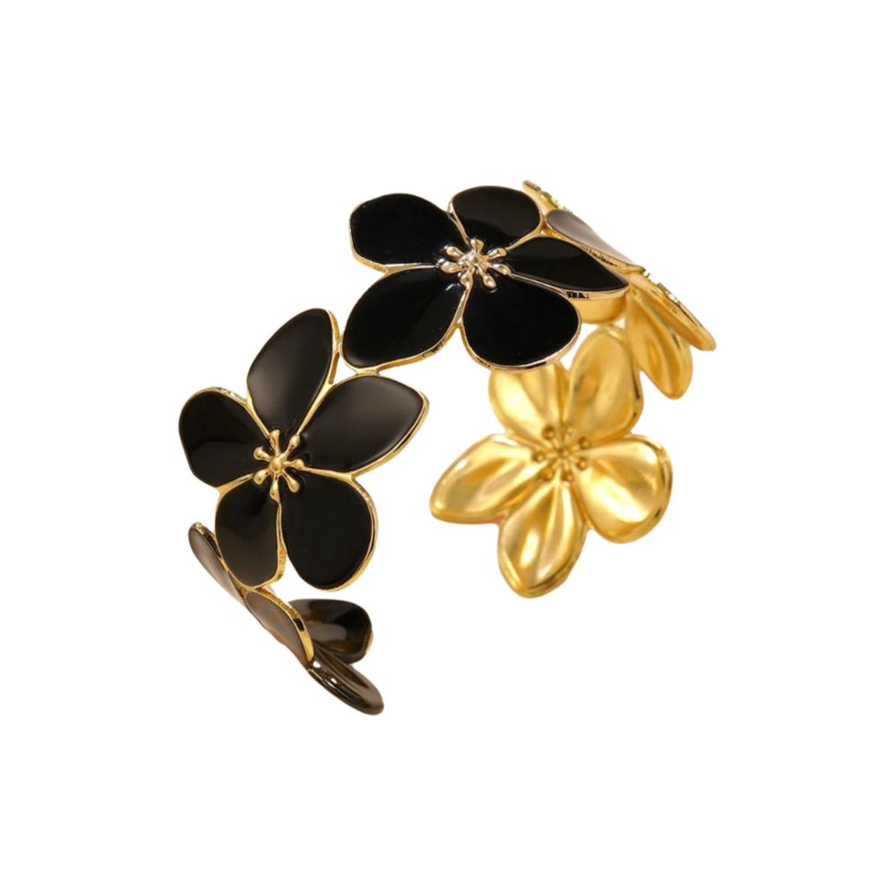 Opening Design Cuff Bangle Bracelet Stainless Steel Flower Opening Ladies Bangle  Romantic Gift