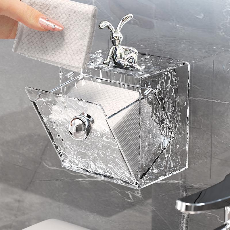 Wandmontierter Badezimmerspiegelschrank mit Klappdeckel und Aufbewahrungsmöglichkeit für Wattestäbchen und Kosmetikartikel