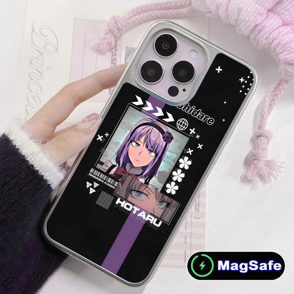 Dagashi Kashi Hotaru Mobile Phone Case for iPhone 17 16 15 14 13 12 11 Air Pro Max Plus Magsafe Silver Plating Colorful Cover