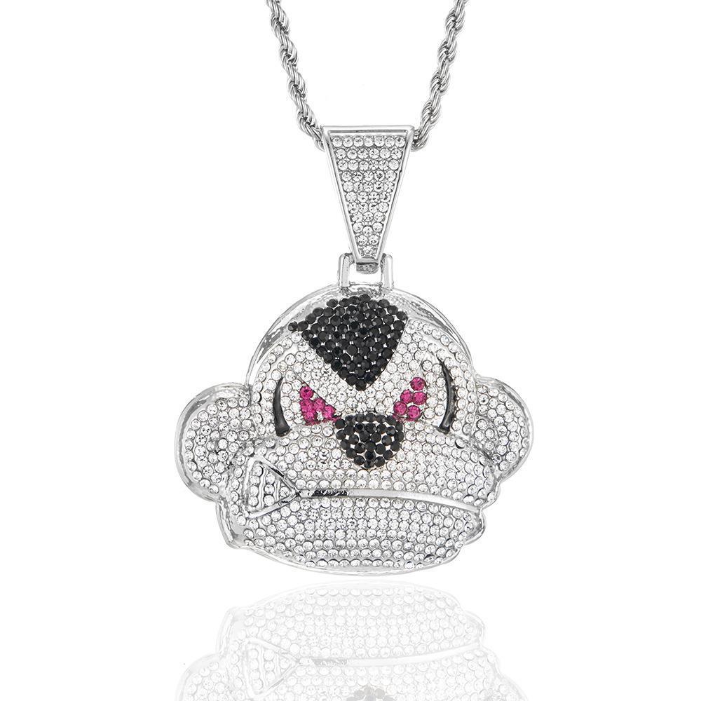Trendy Zircon Butterfly Hip Hop Pendant Necklace for Couples