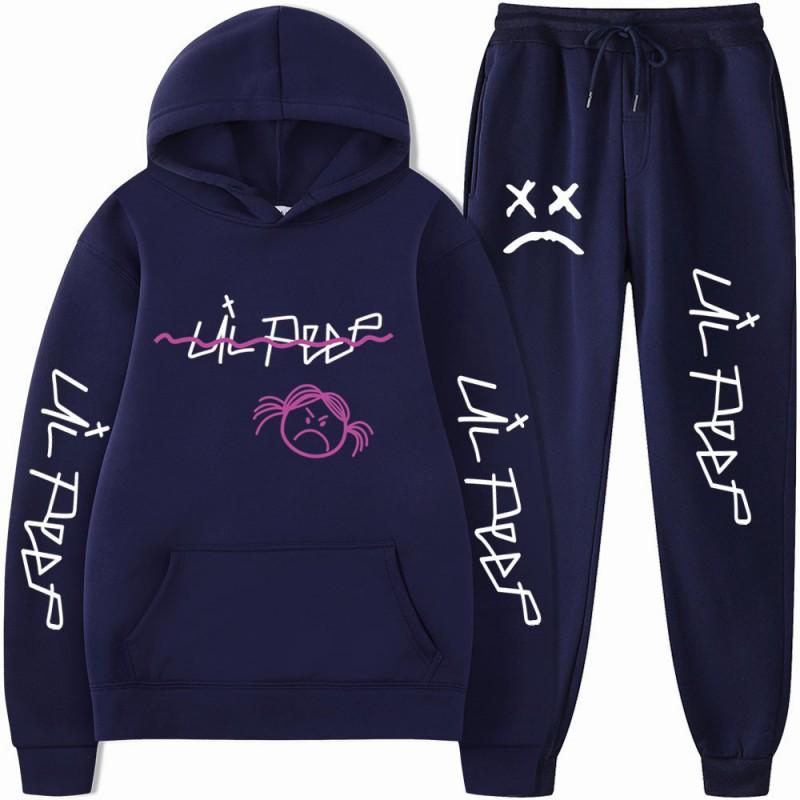 Mens Streetwear Hooded Sweatshirt Pants Set Casual Outfit Trendy Urban Style
