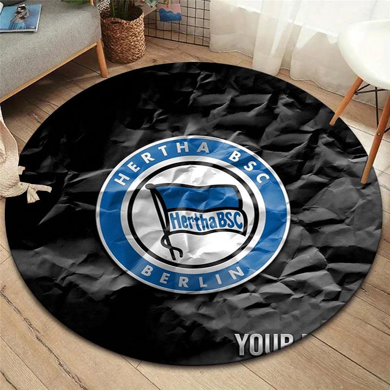 Hertha BSC Custom Name Round Area Rug,Carpet Rug for Living Room Bedroom Sofa Playroom Decor,Non-slip Floor Mat