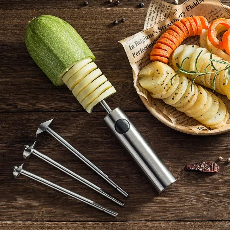 Vegetables Corer Spiral Cutter 304 Stainless Steel Fruit Spiralizer Zucchini Potato Apple Salad Tools Home Kitchen Gadgets Set