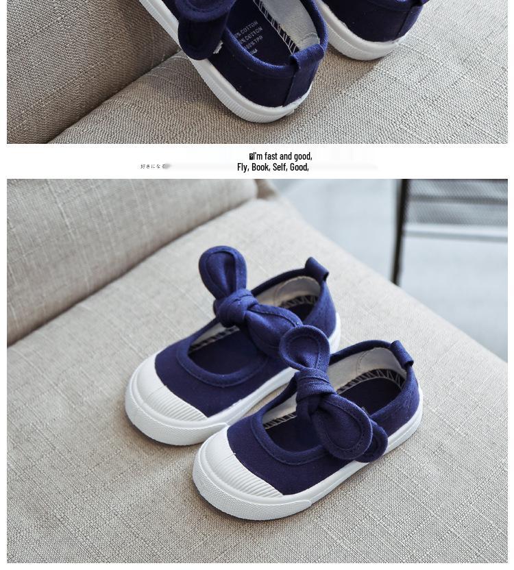 Korean Style Girls' Princess Canvas Velcro Shoes - Soft Sole for Spring & Autumn