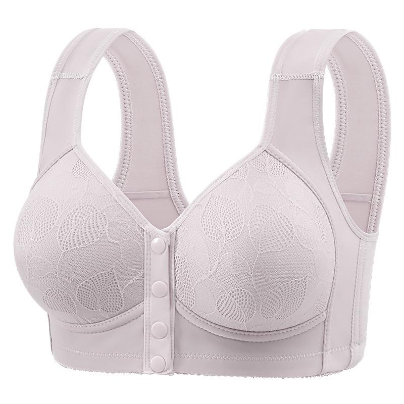 Peach Lace Front Closure Bra with Wide Comfort Straps