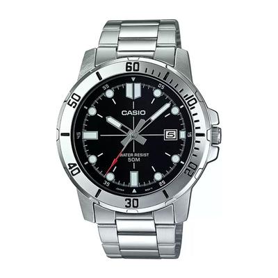Stříbrné analogové pánské hodinky Casio