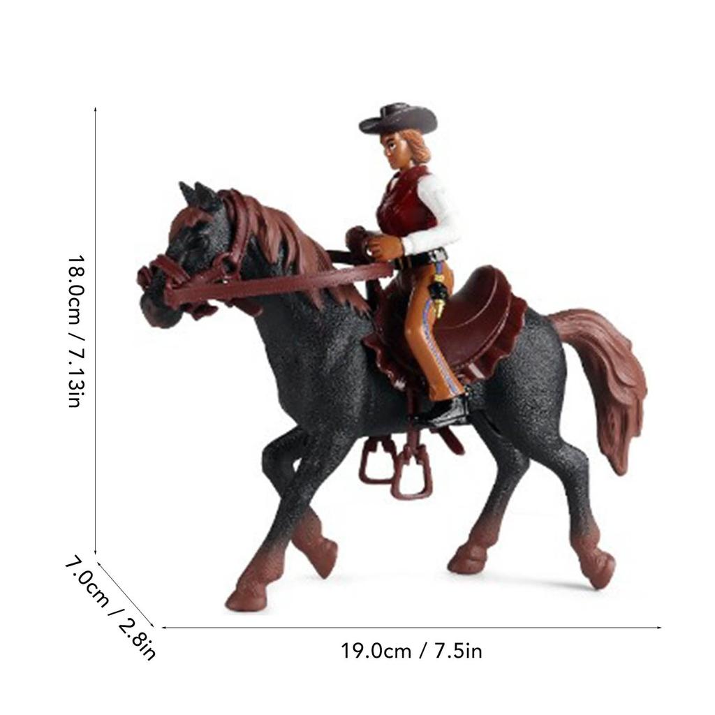 TOPINCN Cowboy Riding Toy, Highly Realistic, Glossy Colors, Suitable for Children's Tabletop Figures, Plastic, Safe, Lifelike Details, 1 Piece (Black
