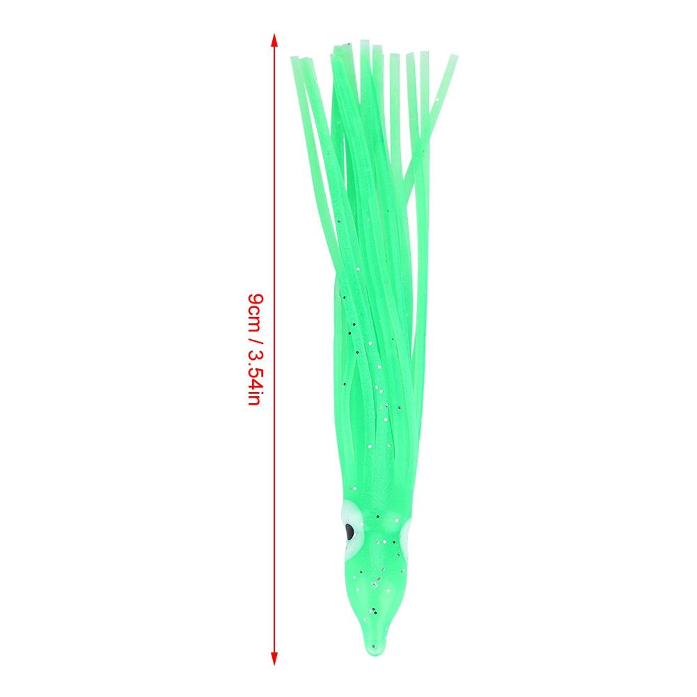 10pcs Bag Mini size Squid Octopus Shape Fishing Bait Lure Fishing Tackle Tools Luminous Green