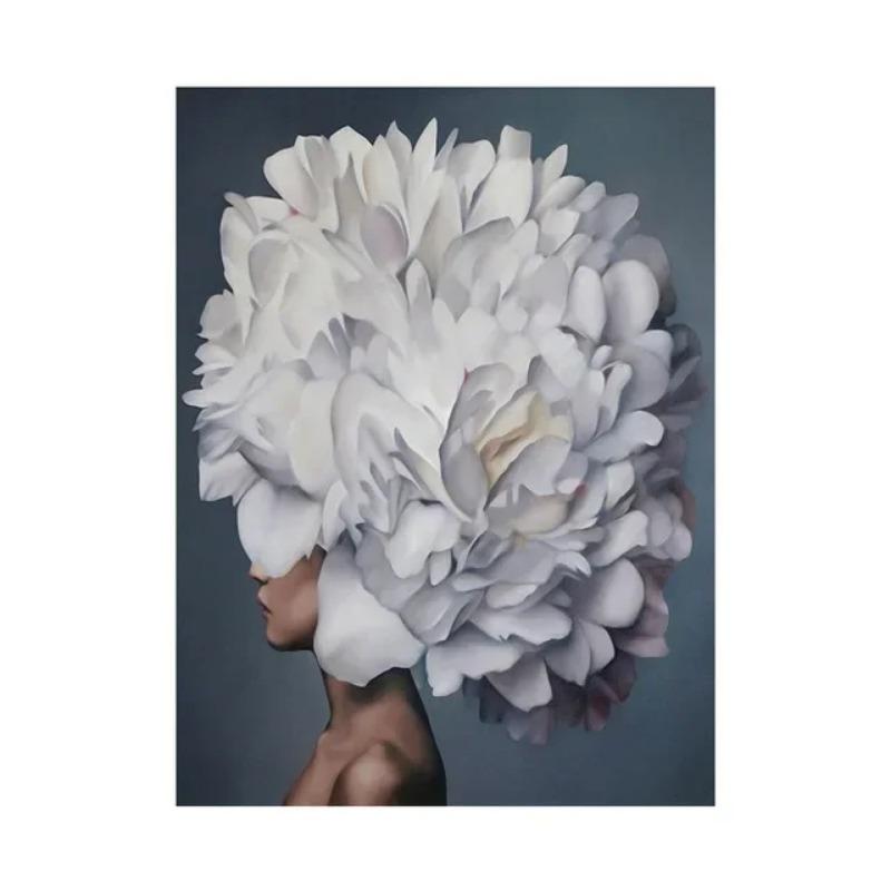 Nordic Classic Pop Wall Art Vibrant Flower Woman HD Canvas Oil Painting Poster  Print for Home Bedroom Living Room Decor  Gifts