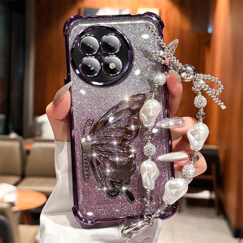 

Лазерный чехол-браслет с блестками и гальваническим покрытием, устойчивый к ударам, для Oneplus 13 13T 12 11 11R ACE 5 3 2 Pro, силиконовая накладка OnePlus Ace 3 Pro фиолетовый