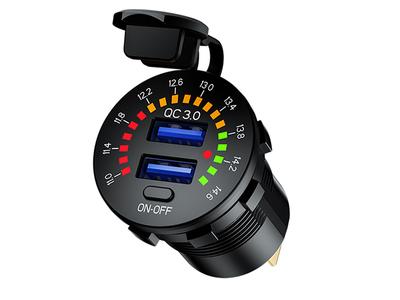Built-in USB Charger QC3.0 + USB 6A with Voltmeter and Mechanical Switch