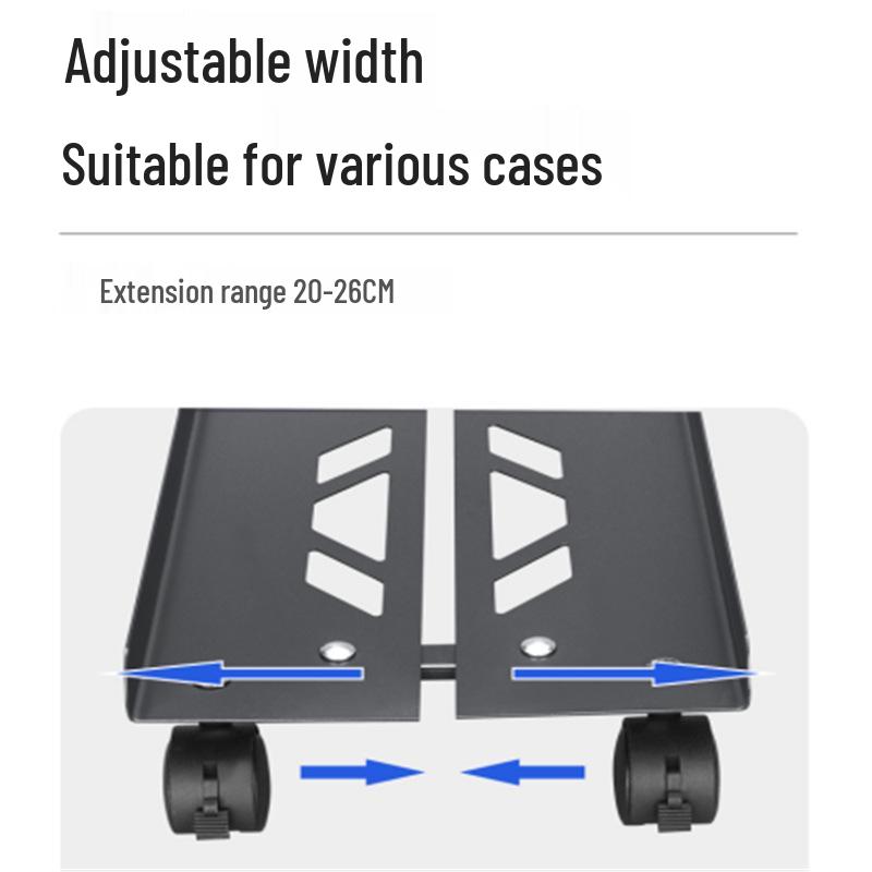 Movable Desktop Computer Stand with Casters and Storage Tray