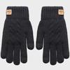 Black knitted winter warm gloves with fleece and thickened lining, fashionable and warm