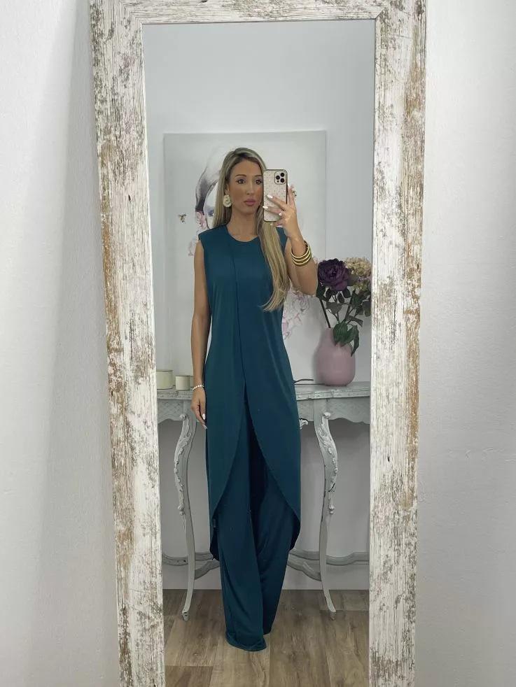 

2025 Women s Casual Two-Piece Sleeveless Jumpsuit Set - Round Neck, Loose Fit, Long Pants. 4XL темно-зелений колір