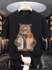 Men's Shopping Cat Meme Graphic T Shirt Cotton Tee Women Spring Summer Oversized Ironic Humor Weirdcor Sarcastic Hilarious Top