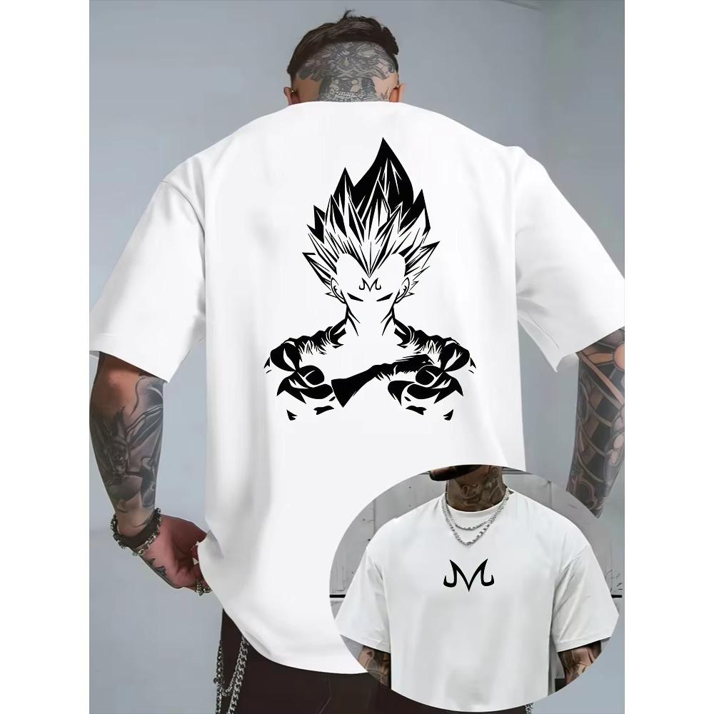 Hot Sale Bandai Dragon Ball Z Majin Vegeta Minimalist Print T-shirt Unisex Harajuku Oversized T-shirt Casual Loose Short Sleeve Crew Neck Summer Tops