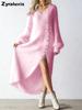 Autumn V-Neck Loose Ruffled Maxi Dress for Women