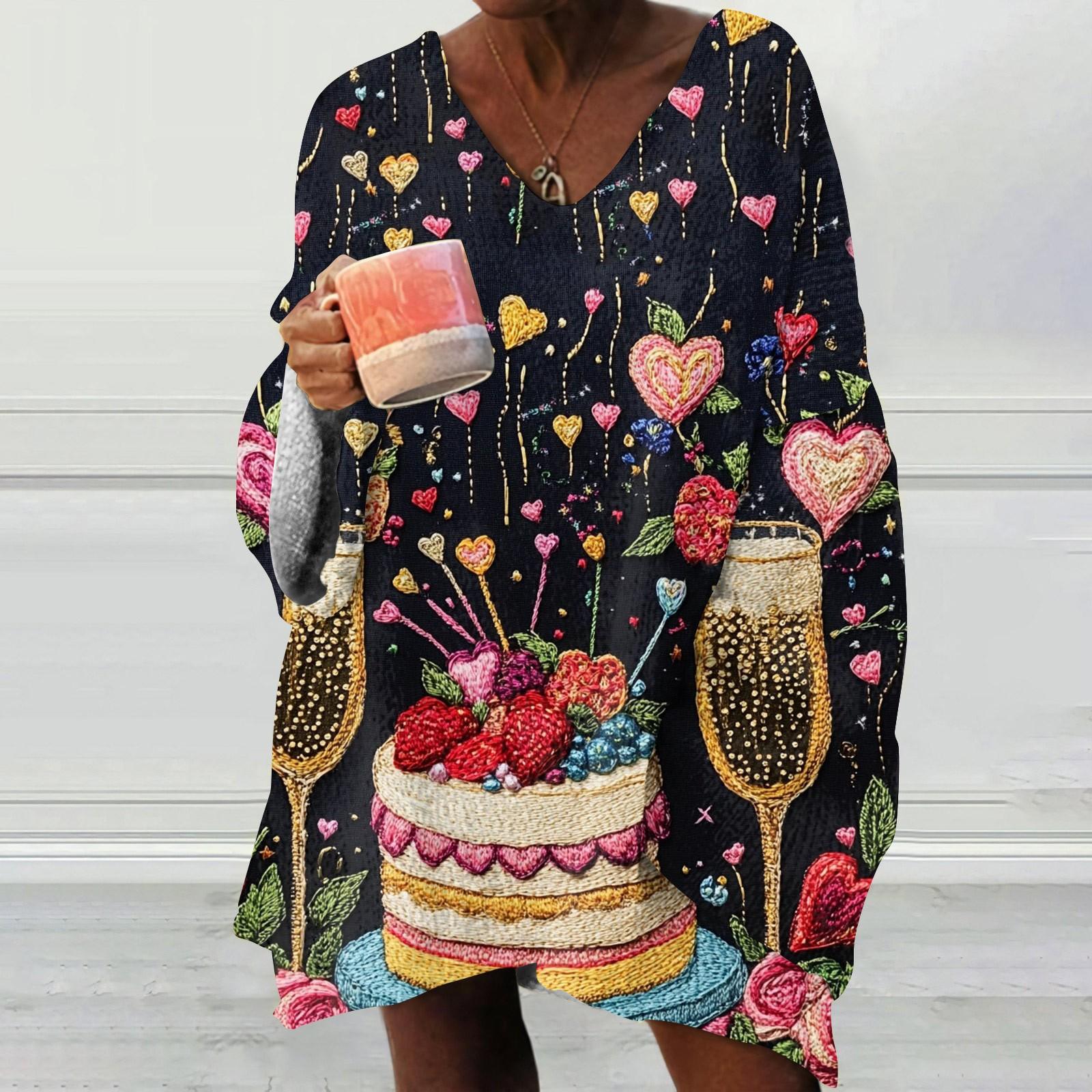 

Женская модная толстовка с длинным рукавом и V-образным вырезом с принтом XL красный