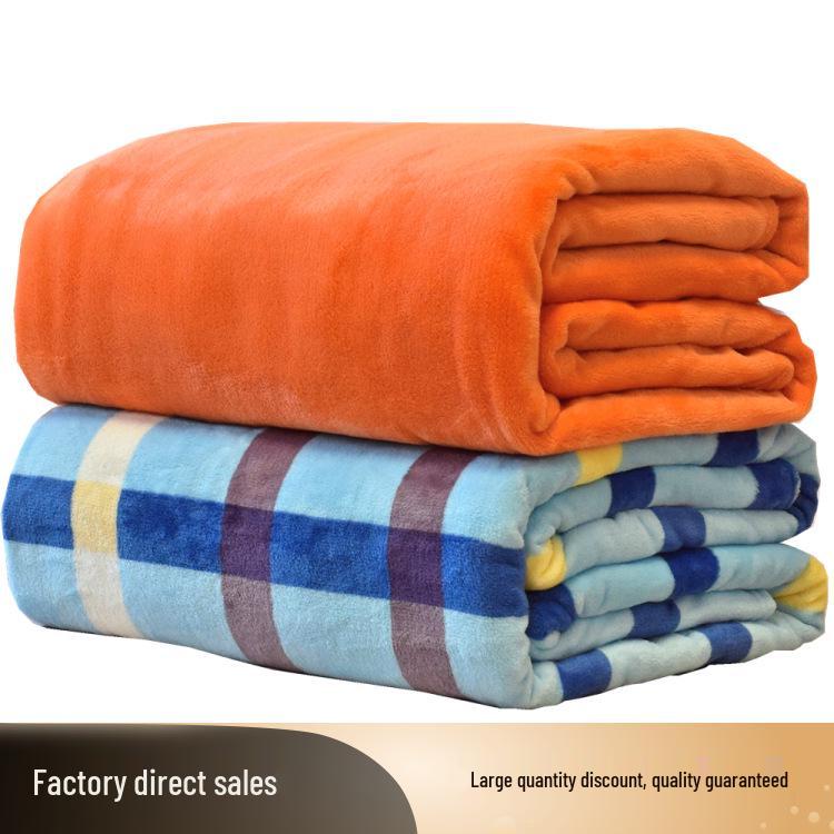 Manta de Lã Coral de Cor Sólida para Ar Condicionado - Manta de Flanela Espessa para Presente, em Estoque