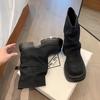 Retro Women's Boot , Autumn  PU Leather Round Toe Ankle Boots Platform Buckle Outdoor British Botas