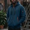 Men's Zip-Up Hooded Jacket with Multiple Pockets Athletic Casual Top for Daily Wear