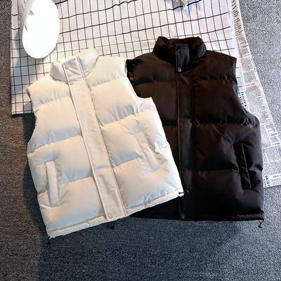 Jackets, Vests, Men's Autumn and Winter Casual and Comfortable Sleeveless Solid Color Thickened Cotton Jackets