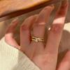Italian Luxury Brushed Interstellar Ring For Women Triple Layer Crisscross Micro Inlaid Elegant Fashion Jewelry