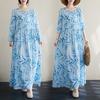 Vacation Style Travel Round Neck Retro Long Dress
