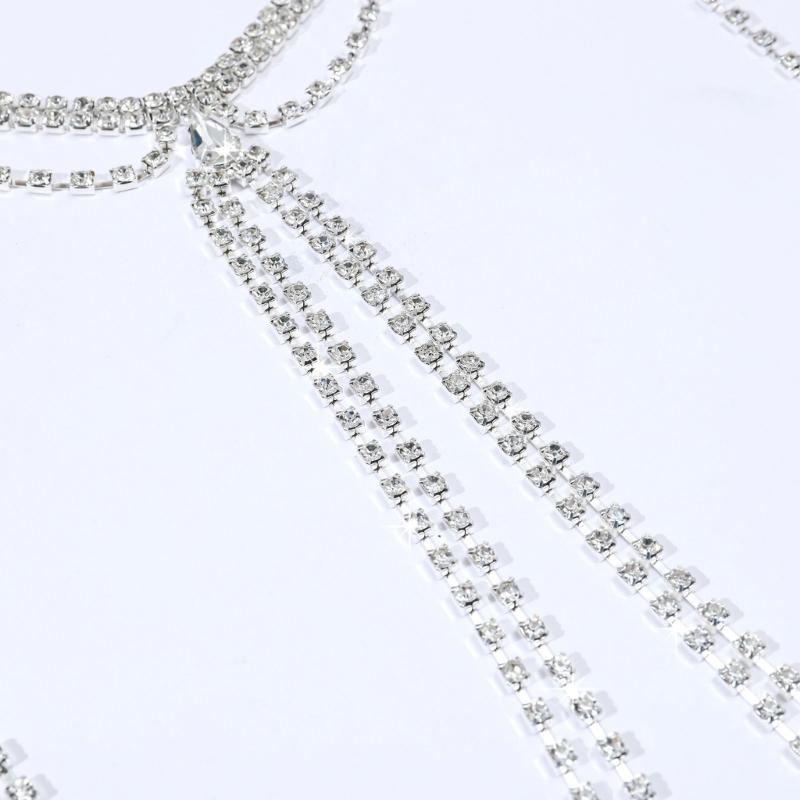 Fashionable Crystal Tassels Design Shoulder Necklace for Ladies Jewelry for Bridesmaids Formal Event and Night Out