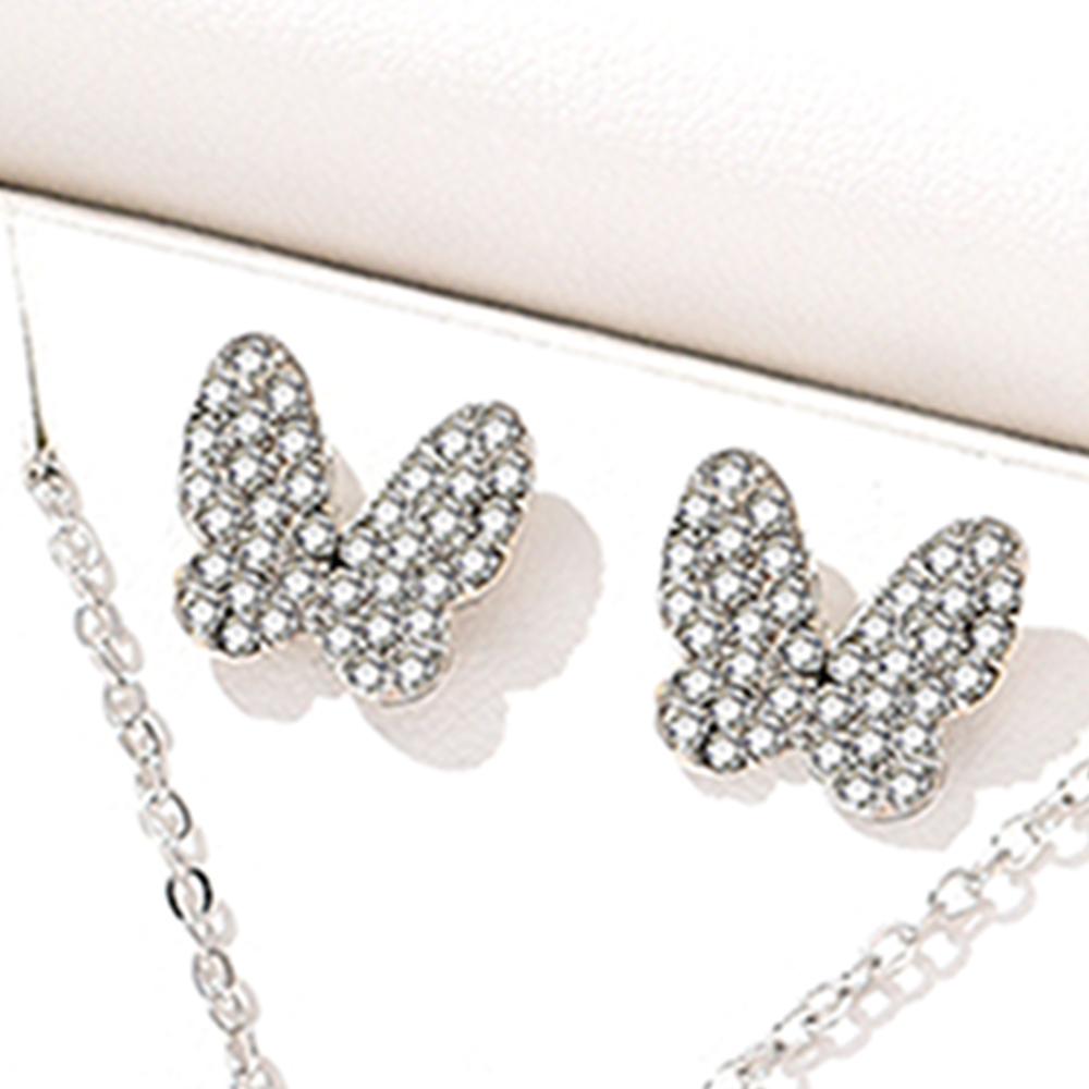 5 Piece Set Women Temperament Personality Versatility Butterfly Zircon Creative Love Necklace Ring Bracelet Earring Accessories
