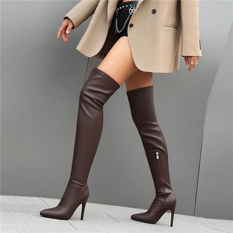 Women's High Heel Boots Autumn and Winter New Pointy Thin Heels Sexy Over the Knee Boots Large Size Women's Shoes