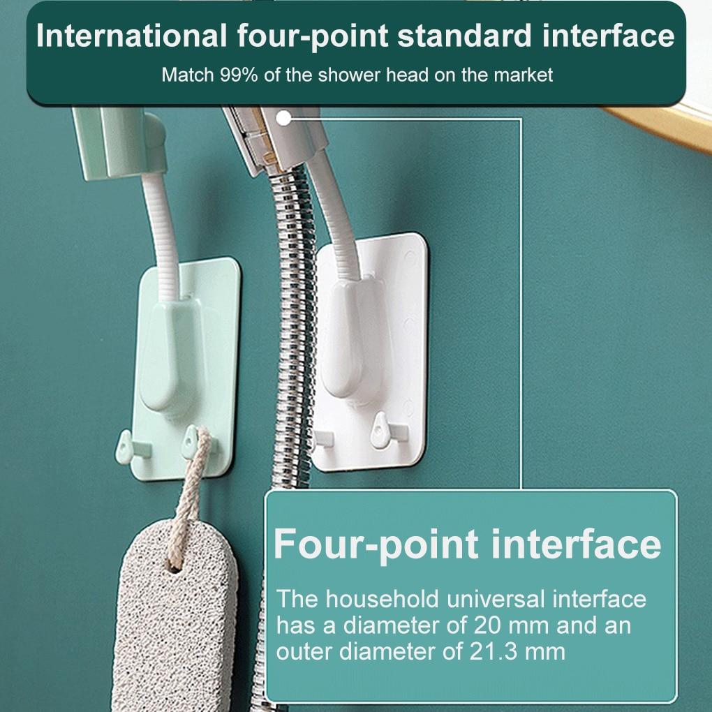360° Duschkopfhalter Verstellbar Selbstklebend Duschkopfhalterung Wandmontage mit 2 Haken Ständer SPA Badezimmer Universal ABS 1 Stück