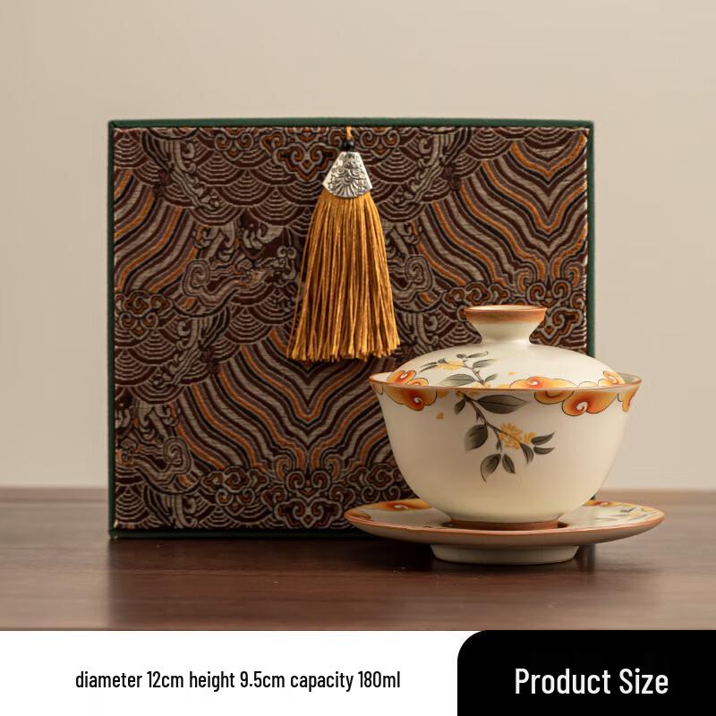 Heat-Resistant Ru Kiln Sancai Gaiwan Tea Cup