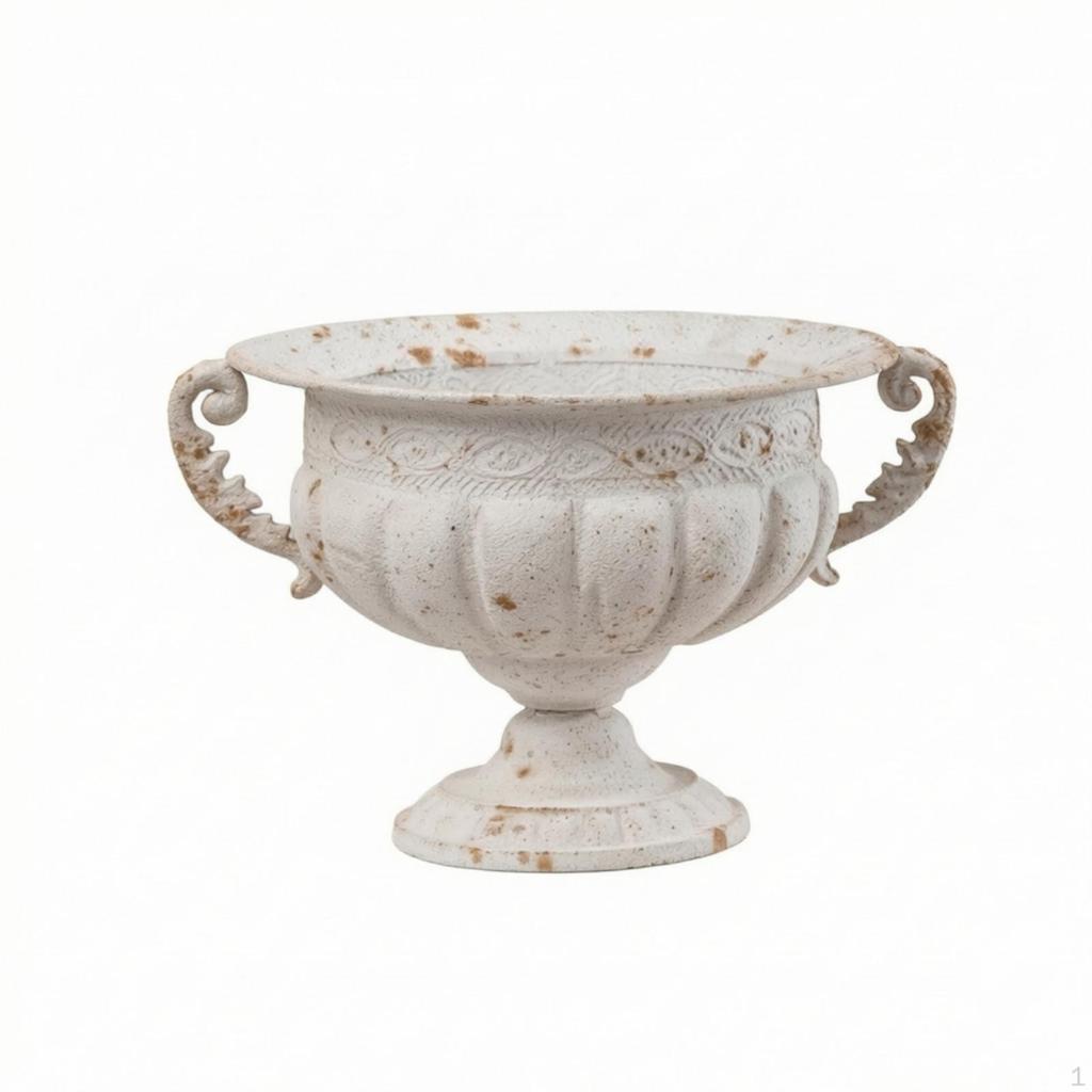 Urn Planter with Handles Weathered Pedestal Distressed for Decorators, Florists,