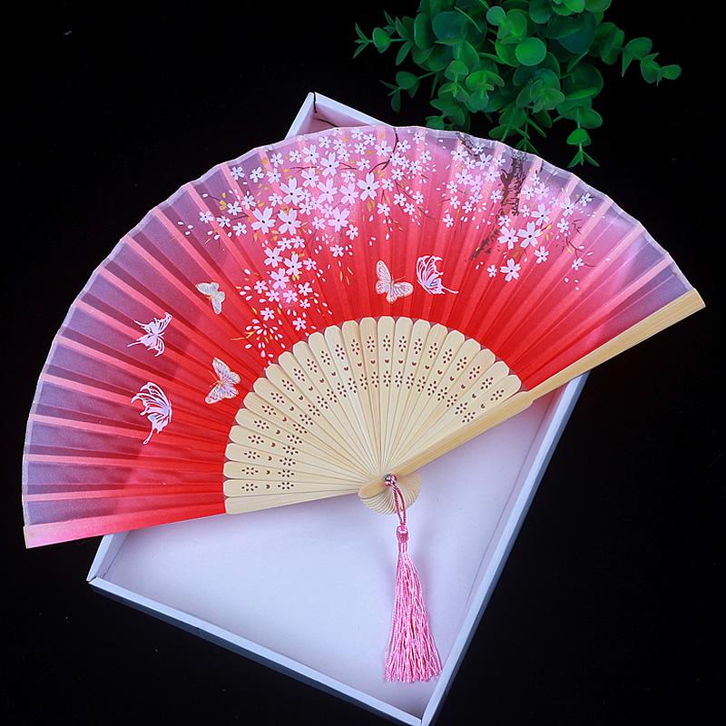 Children's Portable Pink & Blue Folding Dance Fan for Hanfu & Cheongsam
