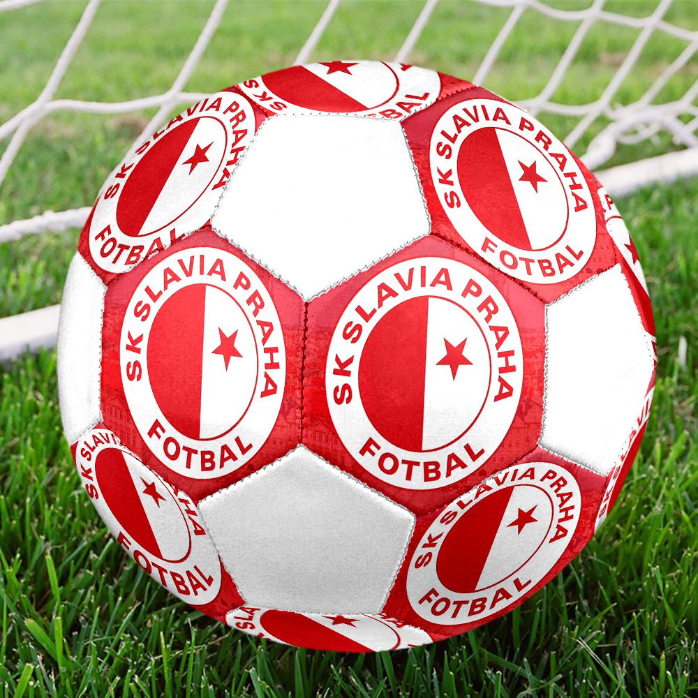 SK Slavia Praha Soccer Ball, Colorful, Suitable for All Ages, Machine-stitched, PVC Material, Competition Grade, Durable and High Bounce
