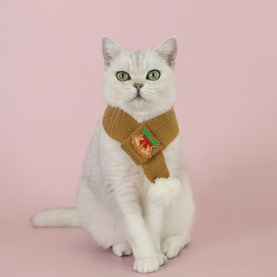 Katze Hund Gestrickter Schal Weihnachtsbaum & Glocken Stickerei Nackenwärmer mit Bommel Ball Weihnachten Party Haustier Verkleidung Kostüm Zubehör