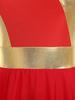 Womens Sleeveless Color Block Patchwork Dress Invisible Zipper Back Irregular Hem Lyrical Performance Dress