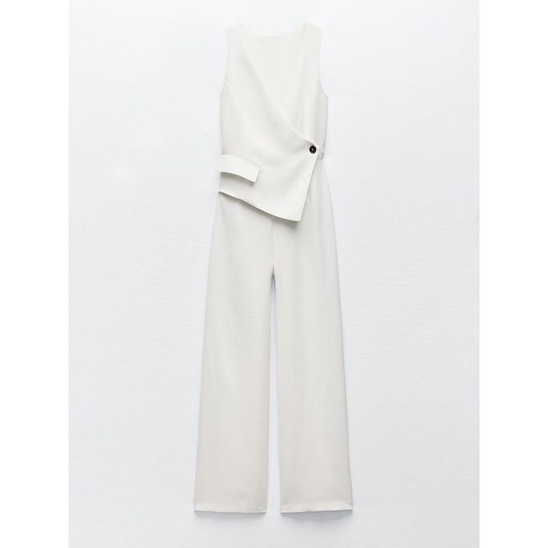 Za2024 Summer New Product Women's Clothes V Neck Long Asymmetric Slim Looking Sleeveless Vest Jumpsuit 8045571