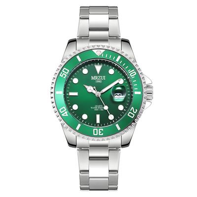 Zegarek MRZUI ze Stalą Nierdzewną Najwyższy Klasyk Submariner Date Popularny Kwarcowy Lśniąca Tarcza Męski Pasek, Zegarek. Wodoodporny, Ruch, Unisex,