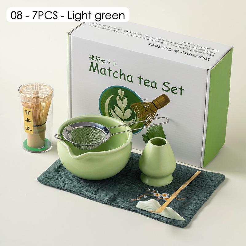 4/5/7/8 PIÈCES Boîte Cadeau Matcha en Céramique Japonaise Set de Thé Matcha avec Fouet en Bambou Pinceau Matcha Cuillère à Thé pour Outils de Bricolage pour la Préparation du Thé
