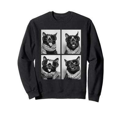 Niedliche Panther Schneebrille Lustige Katze Tier Winter Sweatshirt