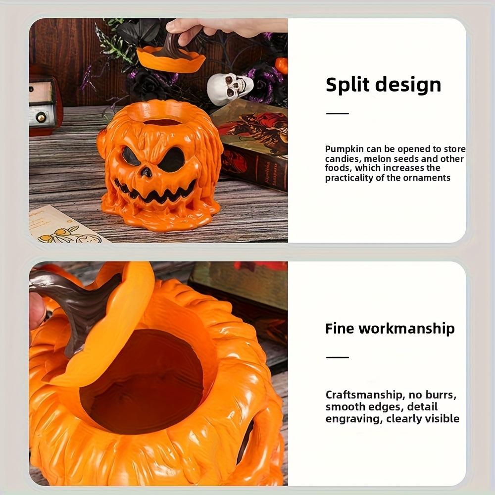 Halloween Melting Skull Pumpkin Bowl - Resin Candy Dish and Table Decor