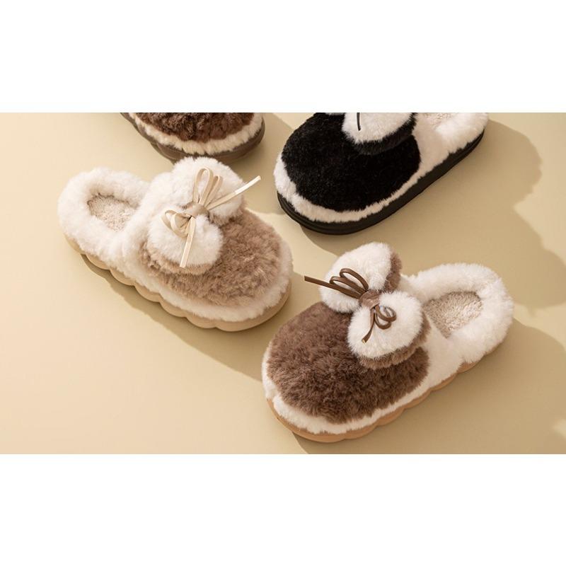 Dicksohlige Schuhe für Indoor-Wärme, Fleece Leichte Baumwollpantoffeln, Damenschuhe