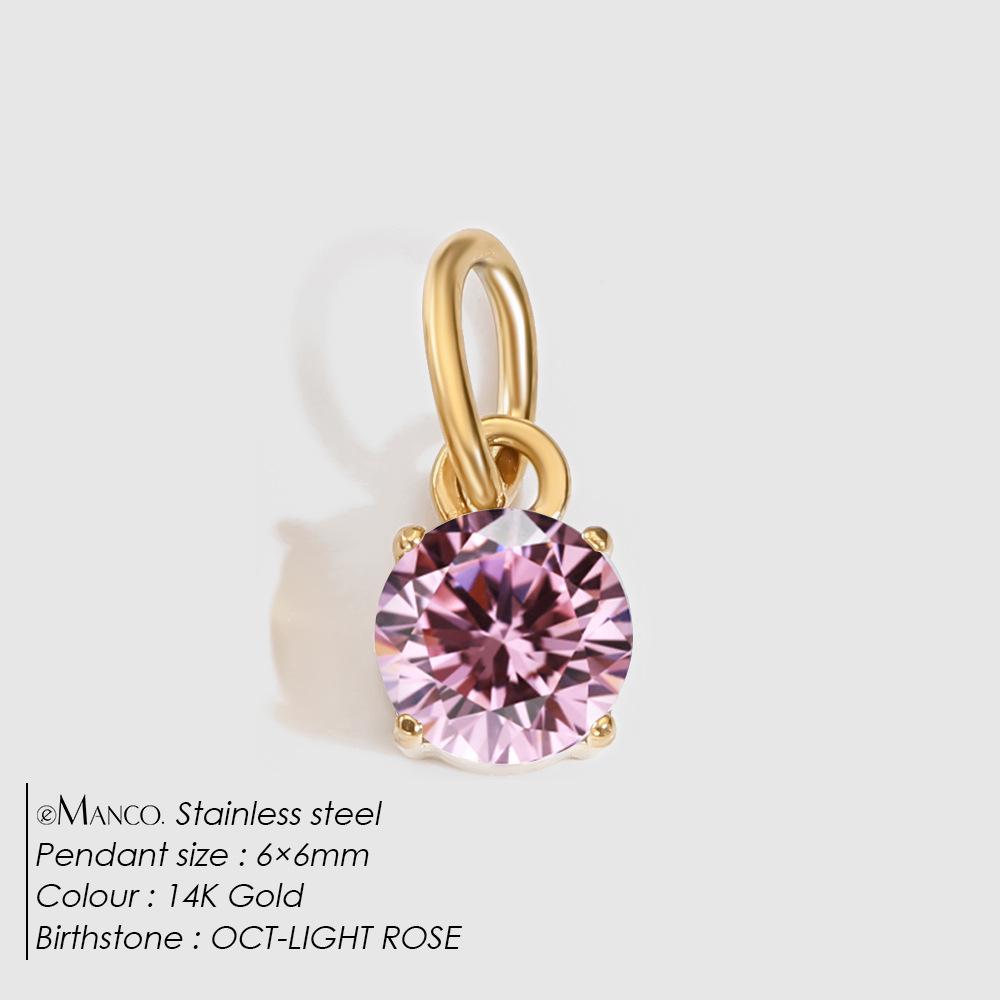 eManco DIY Jewelry Accessories: Stainless Steel Round Cubic Zirconia Pendant Necklace