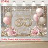 2D Pink Gold Glitter 60th Birthday Backdrop Home Party Celebration Photo Background