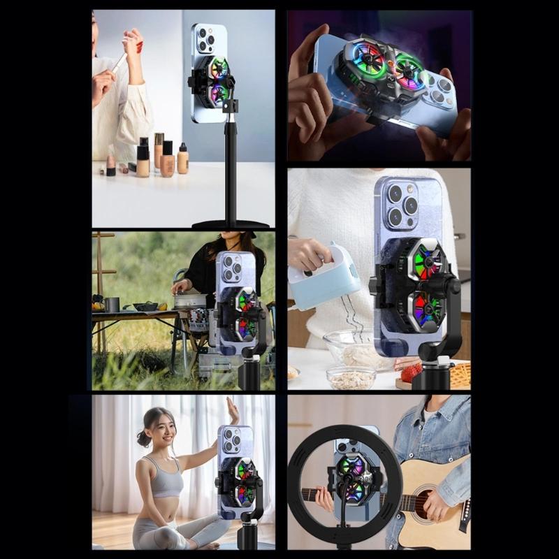 double  Semiconductor Cooling Chip Mobile Phone Coolers with Color  Light & Temp Display Cooling System for Gaming & Str