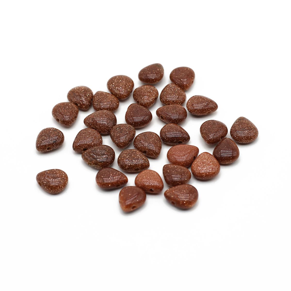 

10 шт. в партии бусины из натурального камня каплевидной формы кристалл розовый кварц агат бирюза свободные бусины для изготовления ювелирных изделий DIY аксессуары для ожерелья 10x12x5 мм 10Pcs/Gold Sand Stone